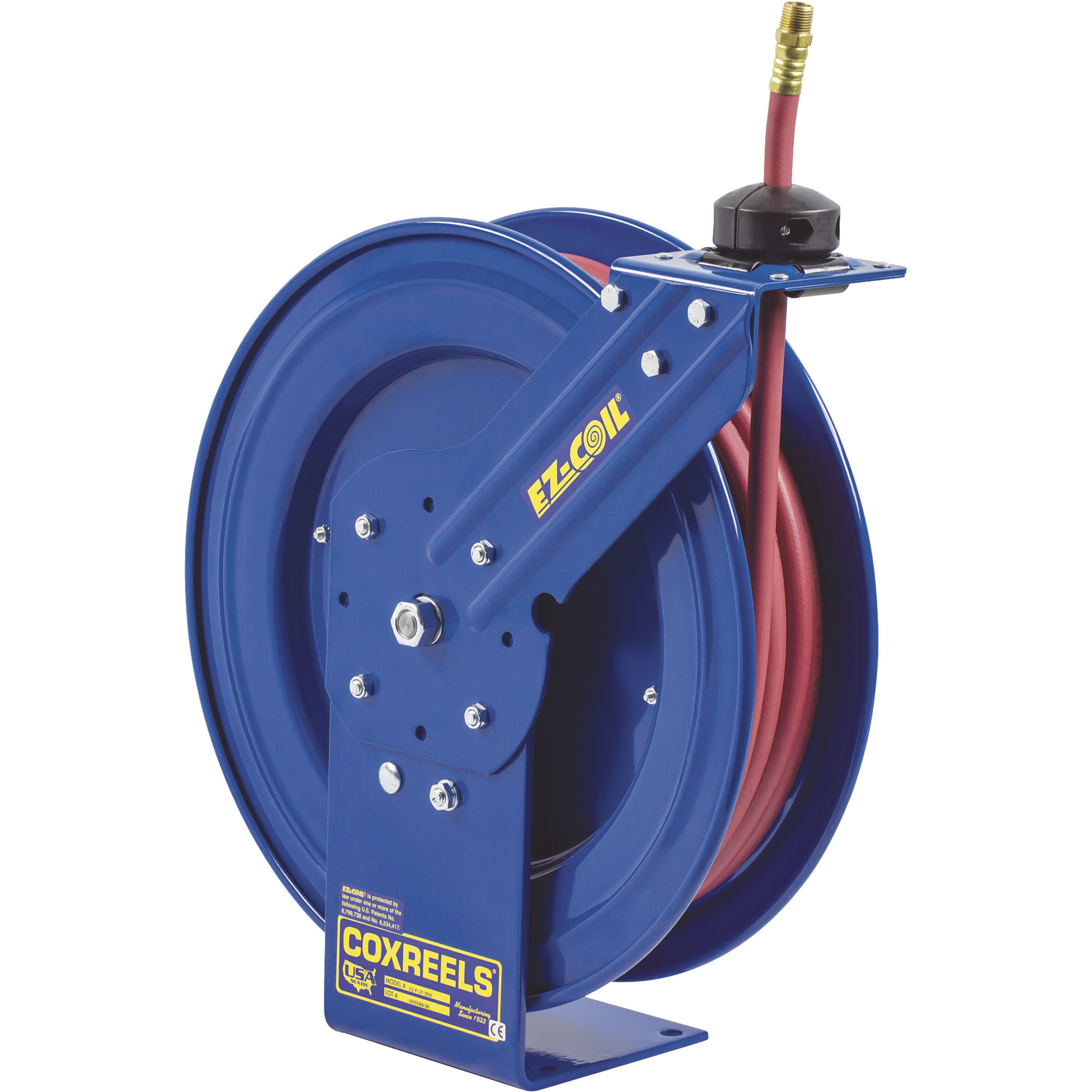 Coxreels EZ-Coil Equipped P-Series Compact Hose Reel, With 1/2in. x 50ft. PVC Hose, Max. 300 PSI, Model# EZ-P-LP-450